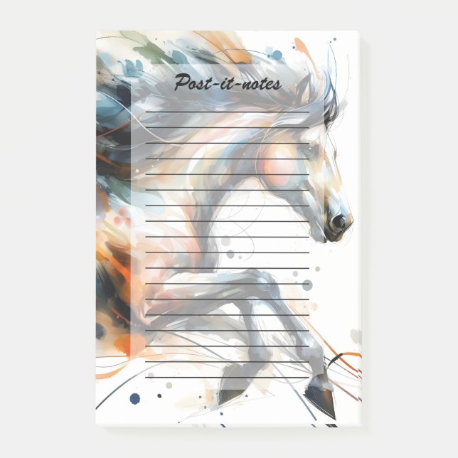 Abstract Watercolor Running Horse Post-it Notes (Front)