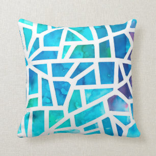 Abstract Watercolor Sea Glass Turquoise Blue Throw Pillow