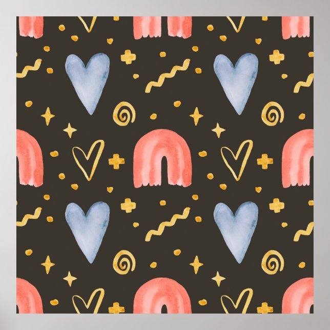 Abstract watercolor seamless pattern, handdrawn il poster (Front)