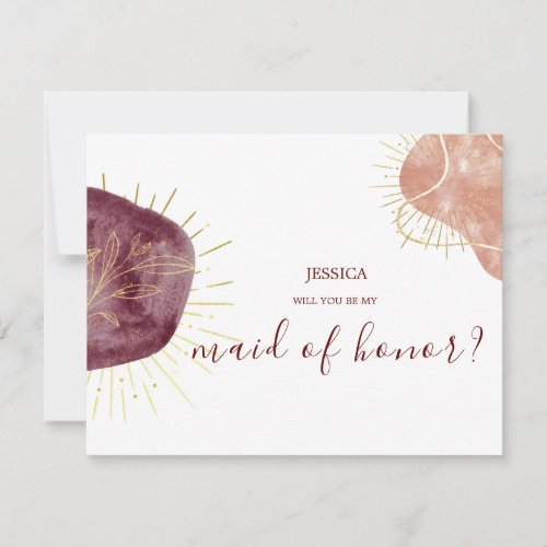 Abstract Watercolor Shape Maid Of Honor Proposal 