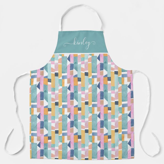Abstract Watercolor Shape Pattern Apron (Front)