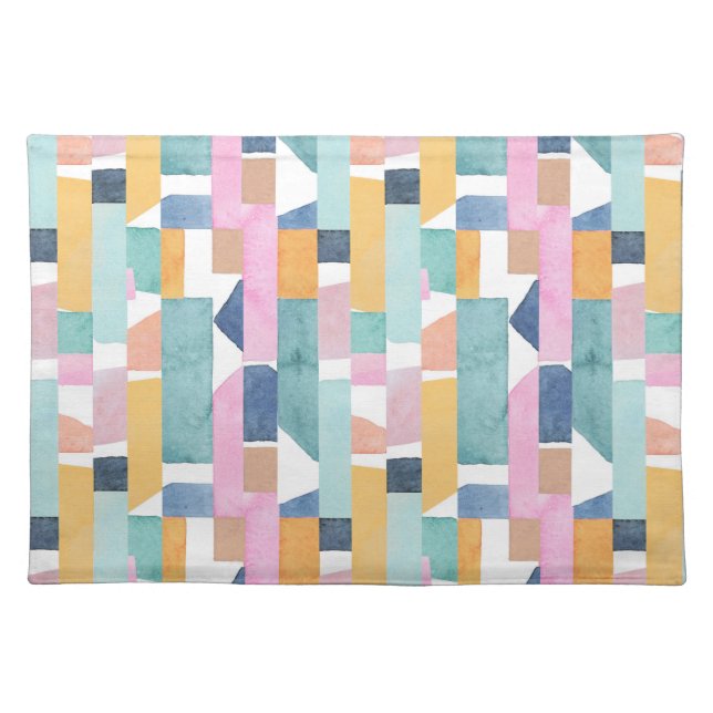 Abstract Watercolor Shape Pattern Cloth Placemat (Front)