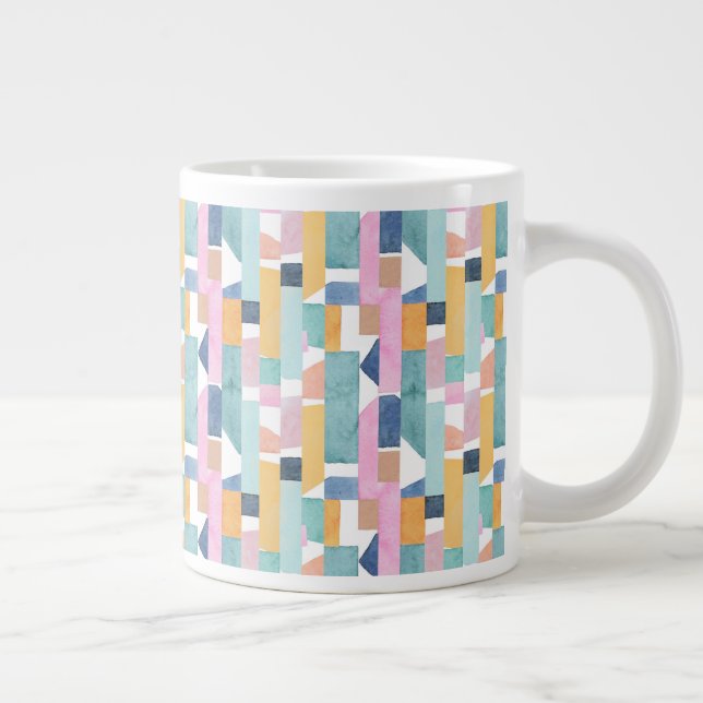 Abstract Watercolor Shape Pattern Giant Coffee Mug (Right)