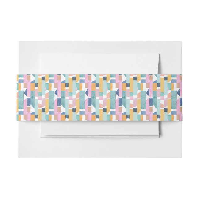 Abstract Watercolor Shape Pattern Invitation Belly Band (Front Example)