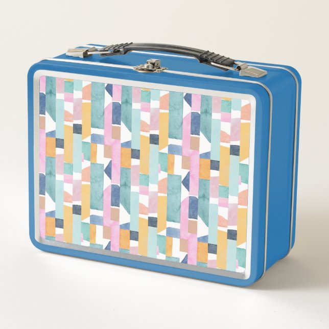 Abstract Watercolor Shape Pattern Metal Lunch Box (Front)