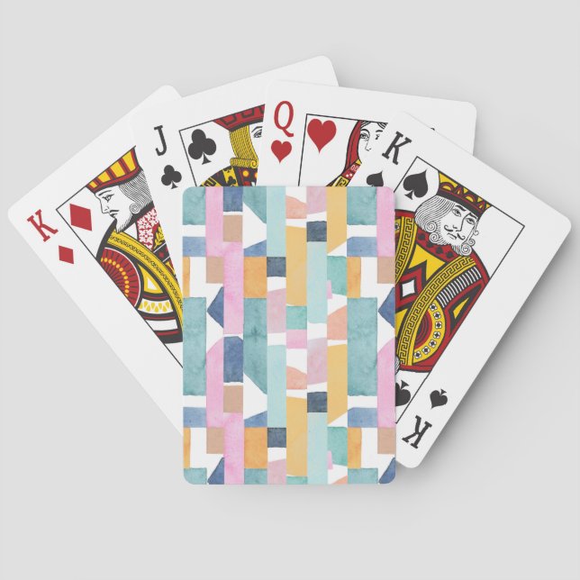 Abstract Watercolor Shape Pattern Poker Cards (Back)