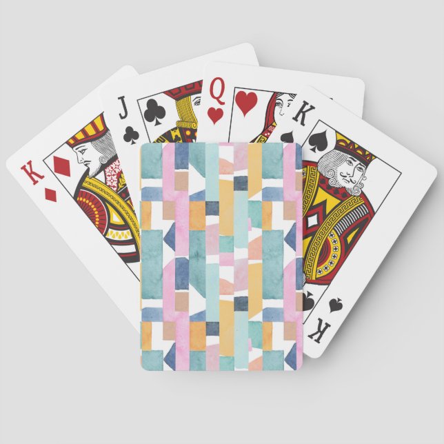 Abstract Watercolor Shape Pattern Poker Cards (Back)