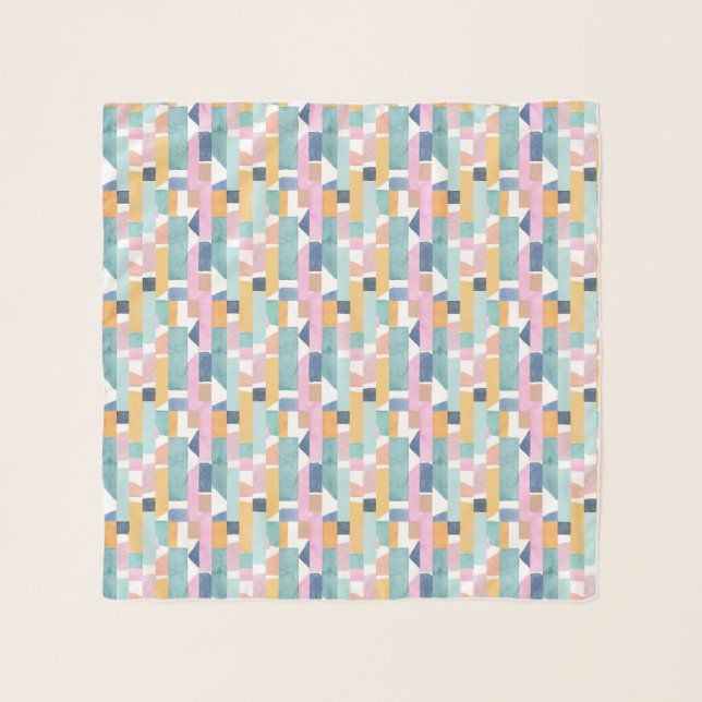 Abstract Watercolor Shape Pattern Scarf (Front)