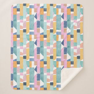 Abstract Watercolor Shape Pattern Sherpa Blanket