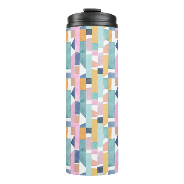 Abstract Watercolor Shape Pattern Thermal Tumbler (Front)
