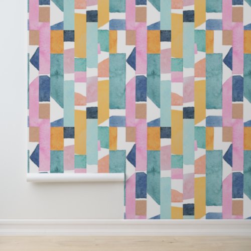 Abstract Watercolor Shape Pattern Wallpaper
