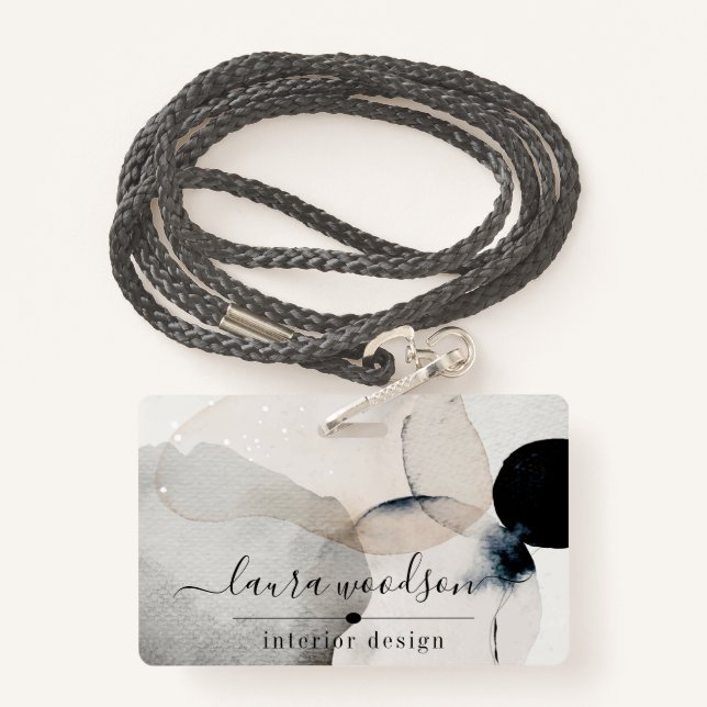 Abstract Watercolor Shapes Interior Designer  Badge (Back with Lanyard)