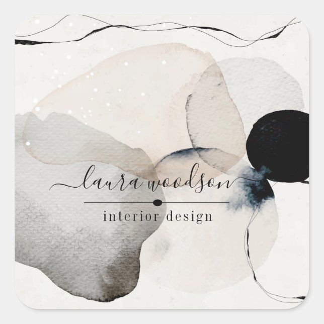 Abstract Watercolor Shapes Interior Designer  Square Sticker (Front)