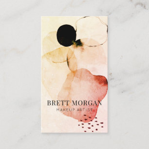 Abstract Watercolor Shapes Pink Makeup Artist Business Card