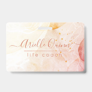 Abstract Watercolor Shapes Rose Script Life Coach  Badge