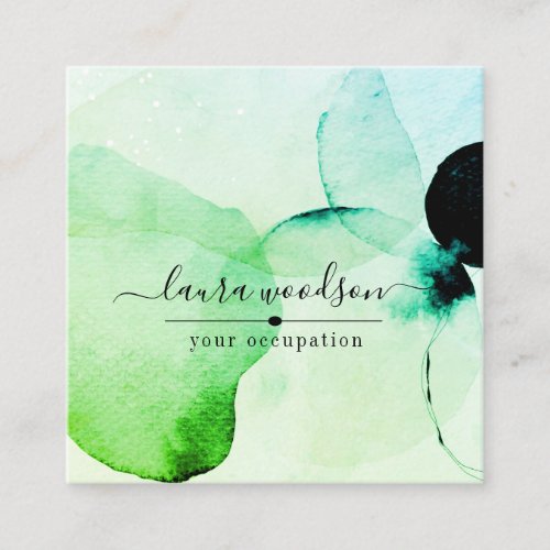 Abstract Watercolor Shapes Square Business Card