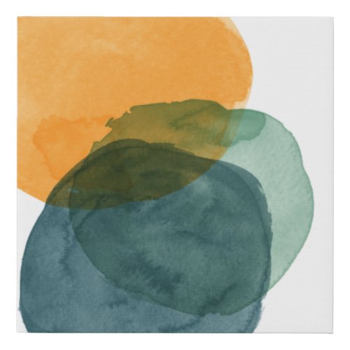 Abstract Watercolor Shapes Teal Organic Aesthetic Faux Canvas Print