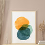 Abstract Watercolor Shapes Teal Organic Aesthetic Poster