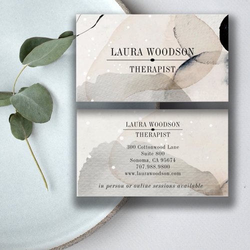 Abstract Watercolor Shapes Therapist Business Card