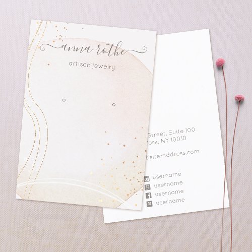 Abstract Watercolor Signature Earring Display Business Card