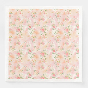 Abstract Watercolor Small Peach Pink Flowers Paper Dinner Napkins
