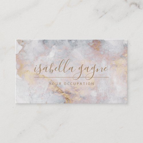 Abstract Watercolor Smoky Blue And Gold  Business Card