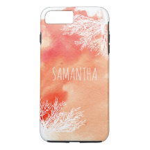 Abstract watercolor splash and coral reef trendy