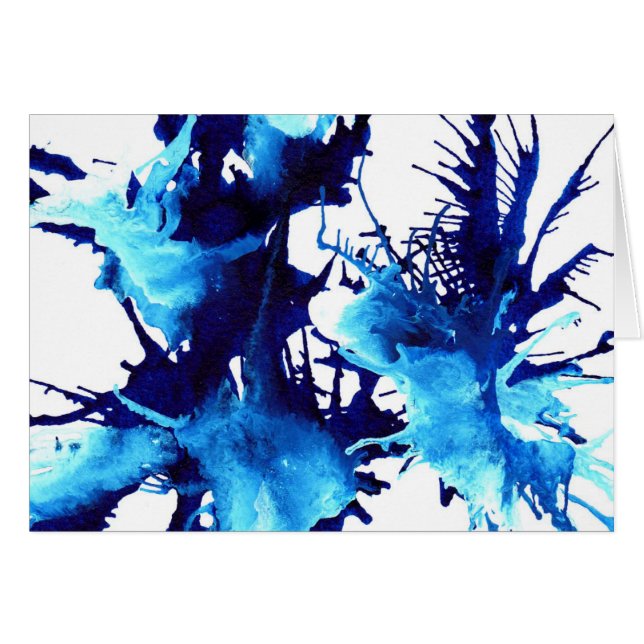 Abstract watercolor splash blue cards (Front Horizontal)