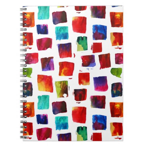Abstract watercolor squares geometric pattern notebook