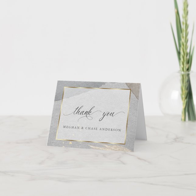 Abstract Watercolor Stone Granite Thank You Card (Front)