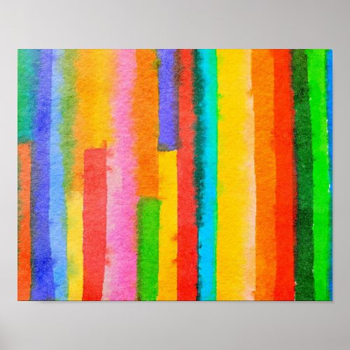 Abstract Watercolor Stripes Fine Art Painting Poster
