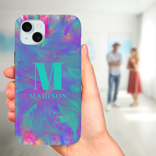 Abstract Watercolor Swash Monogram iPhone 15 Plus Case