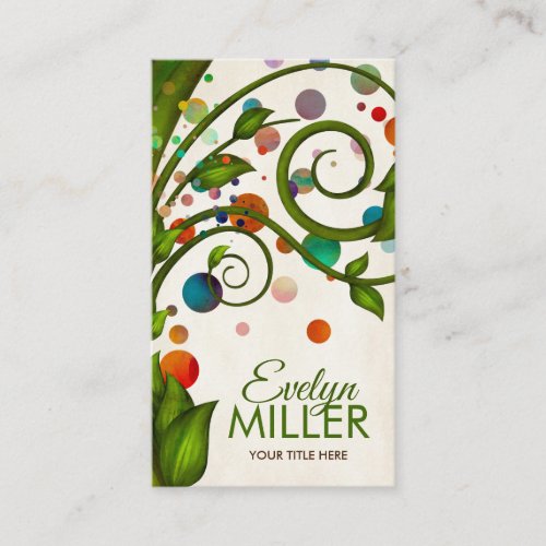 Abstract Watercolor swirl branch Business Card