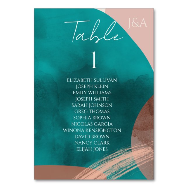 ABSTRACT WATERCOLOR Table Number Card (Front)