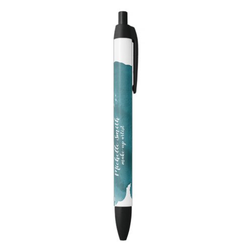 Abstract watercolor teal color splash brush stroke black ink pen