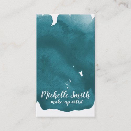 Abstract watercolor teal color splash brush stroke business card