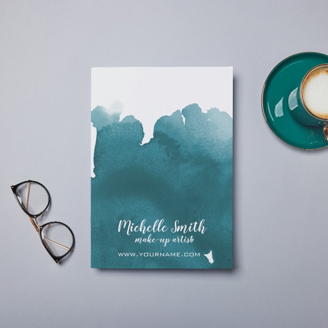 Abstract watercolor teal color splash brush stroke flyer (Creator Uploaded)