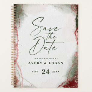 Abstract Watercolor Terra Rosa Wedding Plans Planner