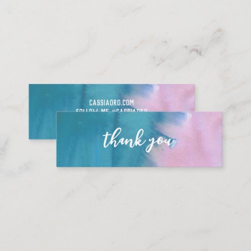 Abstract Watercolor Thank You Social Media Icons Mini Business Card