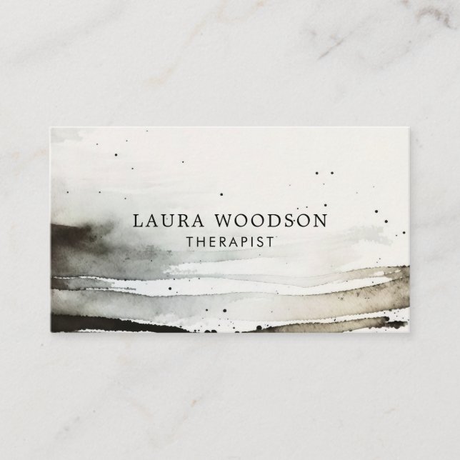 Abstract Watercolor Therapist Business Card (Front)