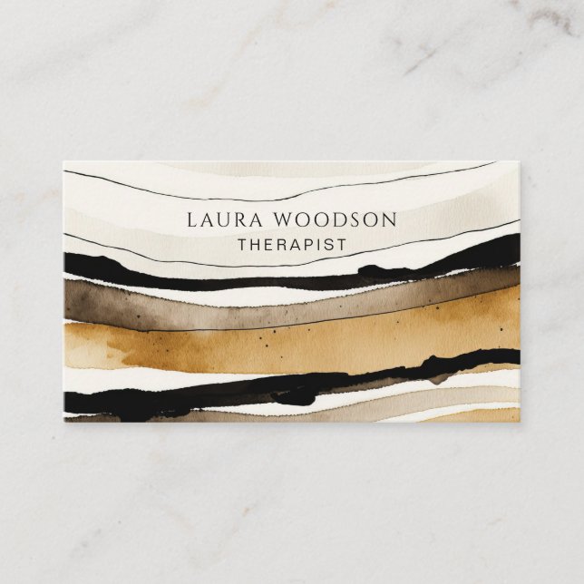 Abstract Watercolor Therapist Business Card (Front)