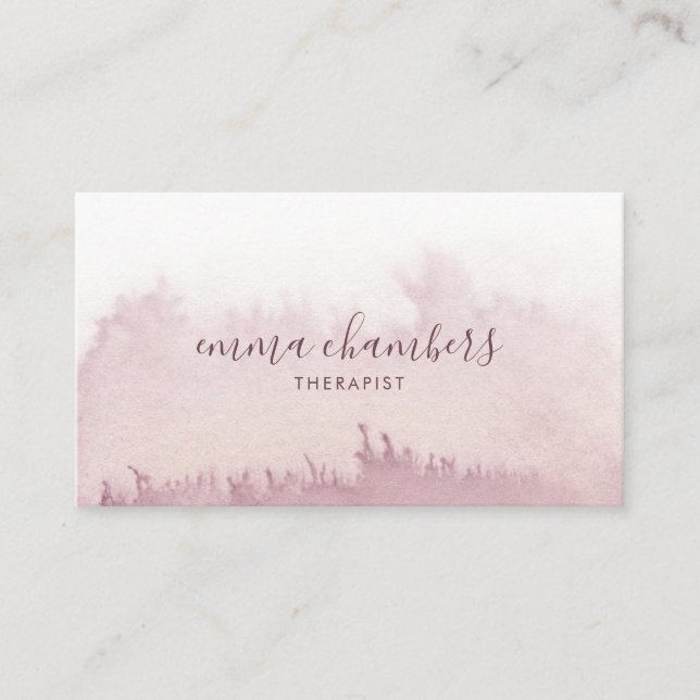 Abstract Watercolor Therapist Counselor Dusky Rose Business Card (Front)