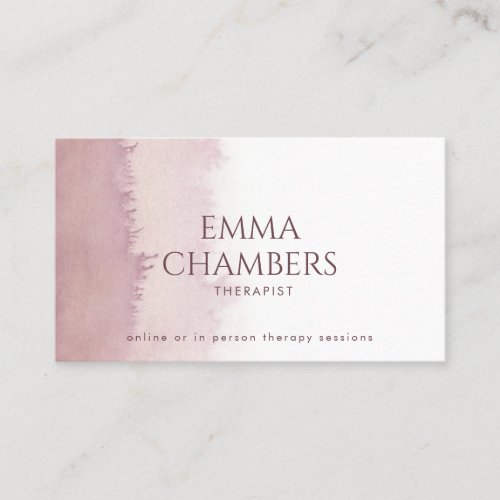 Abstract Watercolor Therapist Counselor Dusty Rose Business Card
