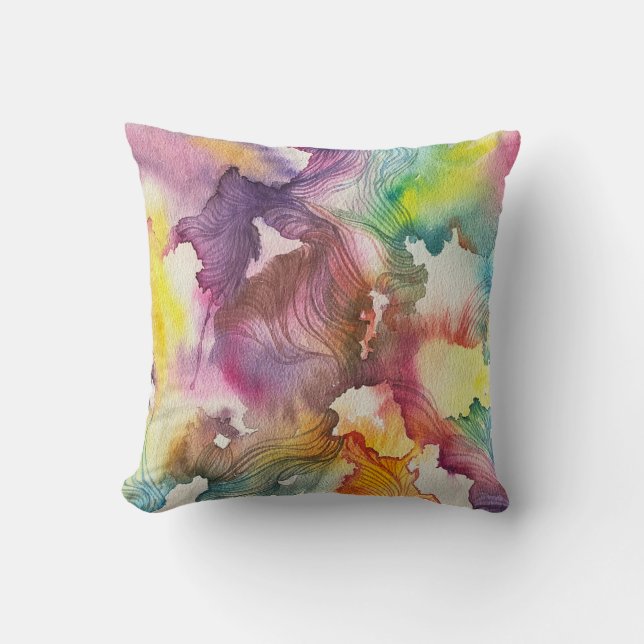  Abstract Watercolor  Throw Pillow (Front)