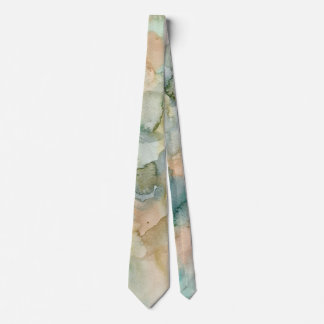 Abstract Watercolor Tie in Green, Blue, Gold