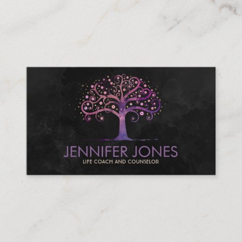 Abstract Watercolor Tree Violet Purple Business Card
