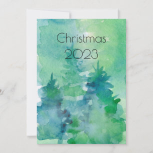 Abstract Watercolor Trees Holiday Christmas Modern