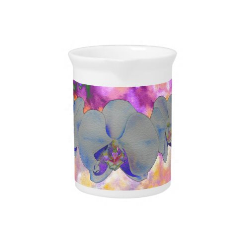  Abstract watercolor tropical floral orchids Drink Pitcher