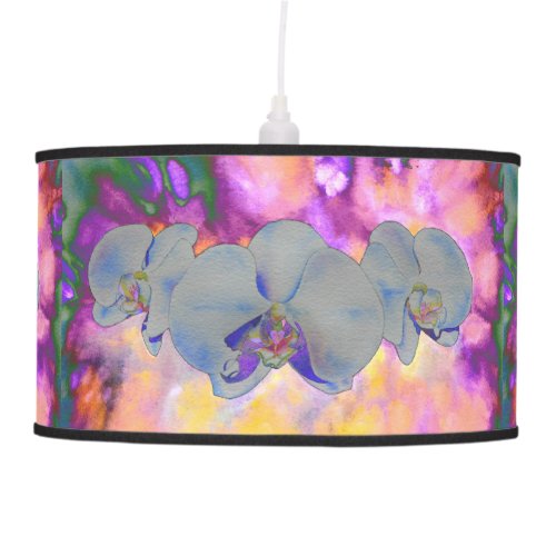  Abstract watercolor tropical floral orchids Hanging Lamp