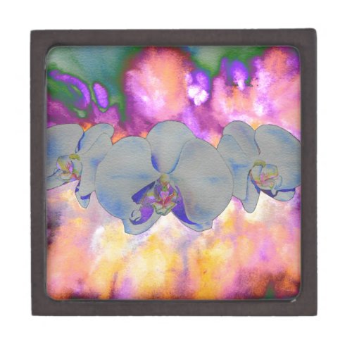  Abstract watercolor tropical floral orchids Jewelry Box